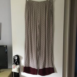 RAGDOLL Los Angeles Viscose Burgundy + Taupe Pyjama Style Pants L